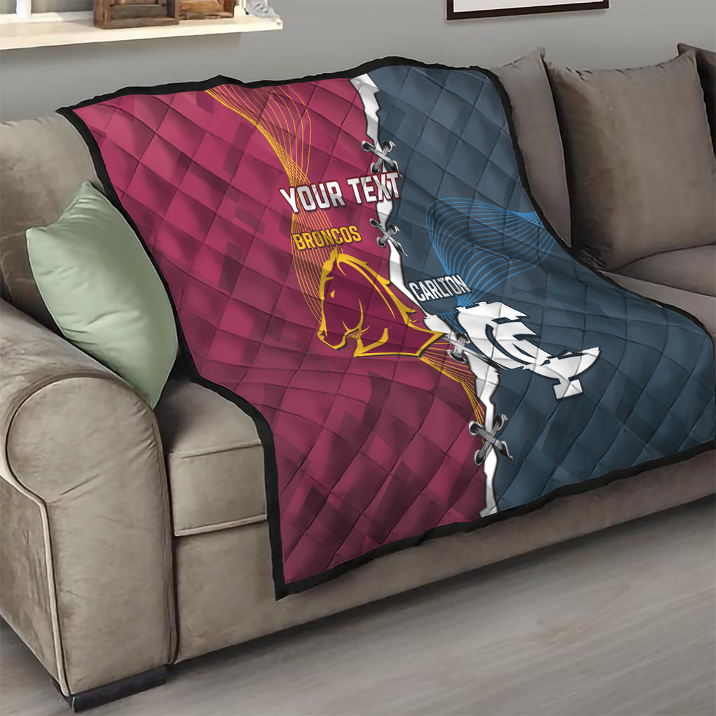 Personalised Broncos Rugby And Carlton Football Quilt Sporty Version