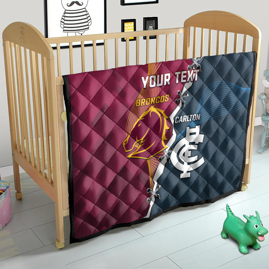 Personalised Broncos Rugby And Carlton Football Quilt Sporty Version