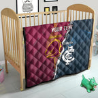 Personalised Broncos Rugby And Carlton Football Quilt Sporty Version