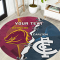 Personalised Broncos Rugby And Carlton Football Round Carpet Sporty Version