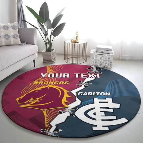 Personalised Broncos Rugby And Carlton Football Round Carpet Sporty Version