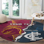 Personalised Broncos Rugby And Carlton Football Round Carpet Sporty Version