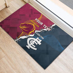 Personalised Broncos Rugby And Carlton Football Rubber Doormat Sporty Version