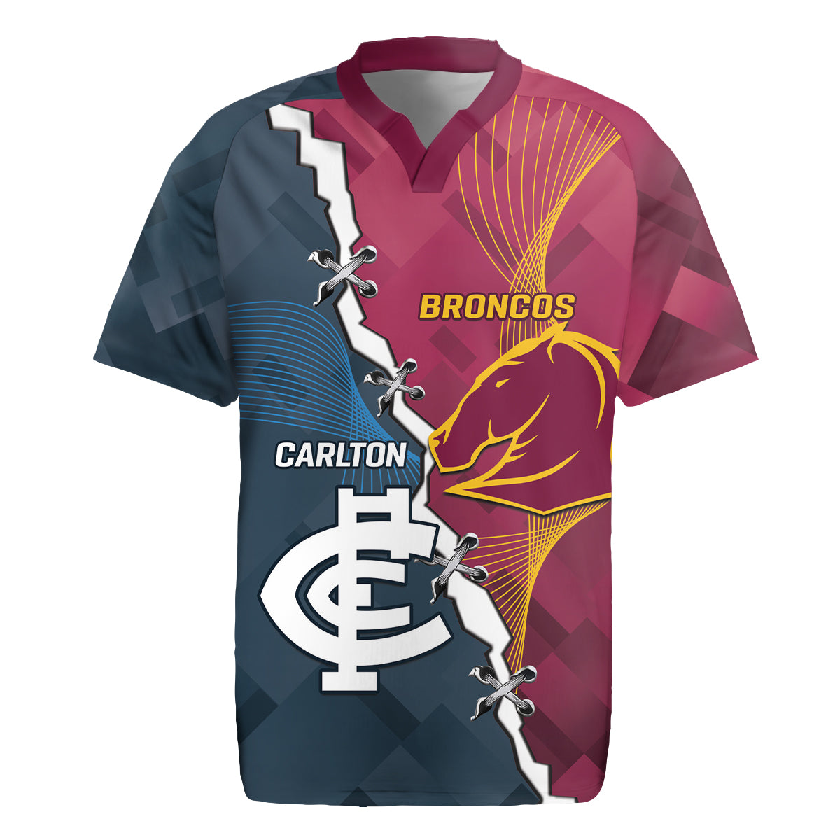 Personalised Broncos Rugby And Carlton Football Rugby Jersey Sporty Version LT14