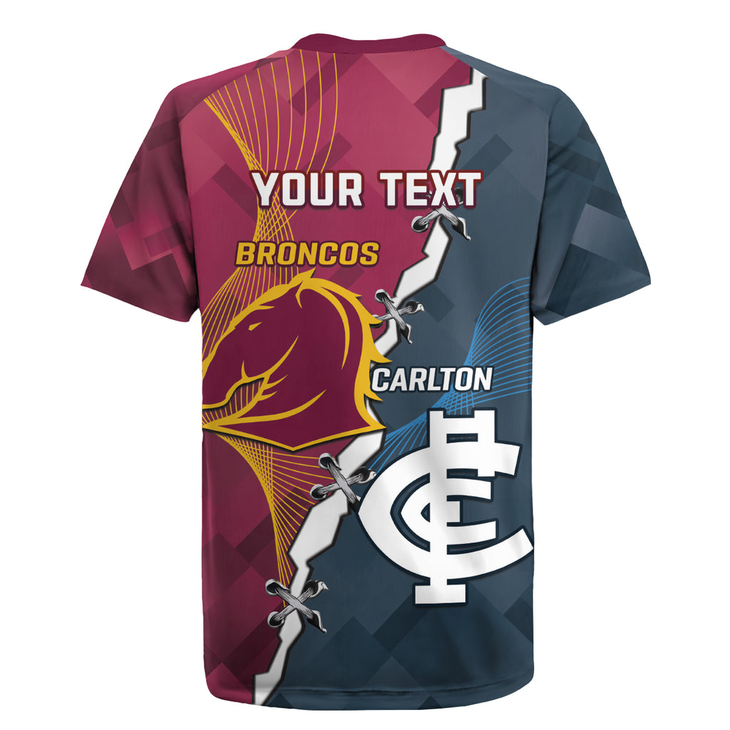Personalised Broncos Rugby And Carlton Football Rugby Jersey Sporty Version LT14