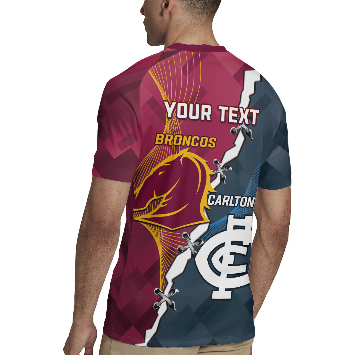 Personalised Broncos Rugby And Carlton Football Rugby Jersey Sporty Version LT14