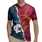 Personalised Broncos Rugby And Carlton Football Rugby Jersey Sporty Version LT14