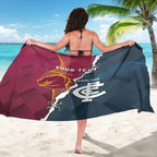 Personalised Broncos Rugby And Carlton Football Sarong Sporty Version