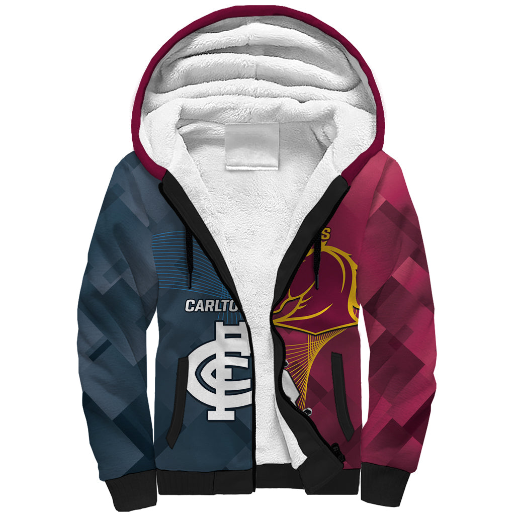 Personalised Broncos Rugby And Carlton Football Sherpa Hoodie Sporty Version LT14