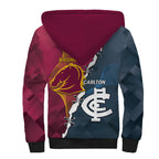 Personalised Broncos Rugby And Carlton Football Sherpa Hoodie Sporty Version LT14