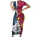 Personalised Broncos Rugby And Carlton Football Short Sleeve Bodycon Dress Sporty Version LT14