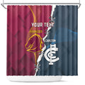 Personalised Broncos Rugby And Carlton Football Shower Curtain Sporty Version