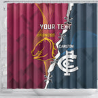 Personalised Broncos Rugby And Carlton Football Shower Curtain Sporty Version