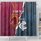 Personalised Broncos Rugby And Carlton Football Shower Curtain Sporty Version