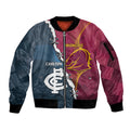 Personalised Broncos Rugby And Carlton Football Sleeve Zip Bomber Jacket Sporty Version LT14