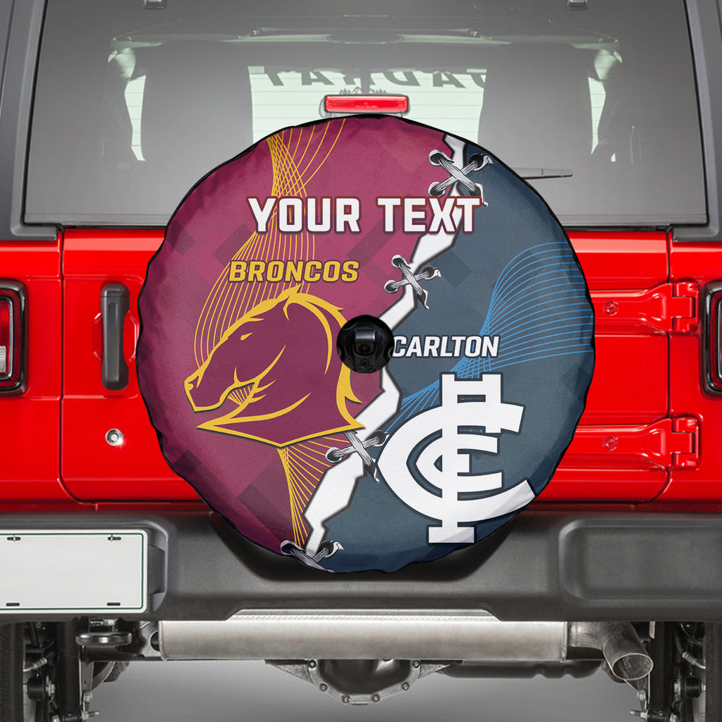 Personalised Broncos Rugby And Carlton Football Spare Tire Cover Sporty Version