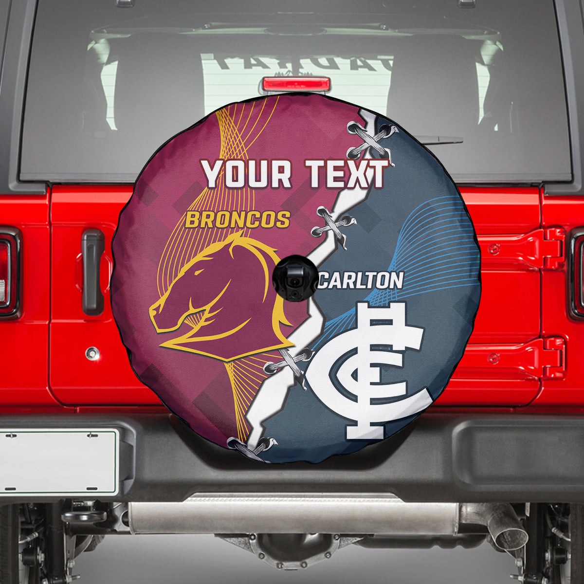 Personalised Broncos Rugby And Carlton Football Spare Tire Cover Sporty Version