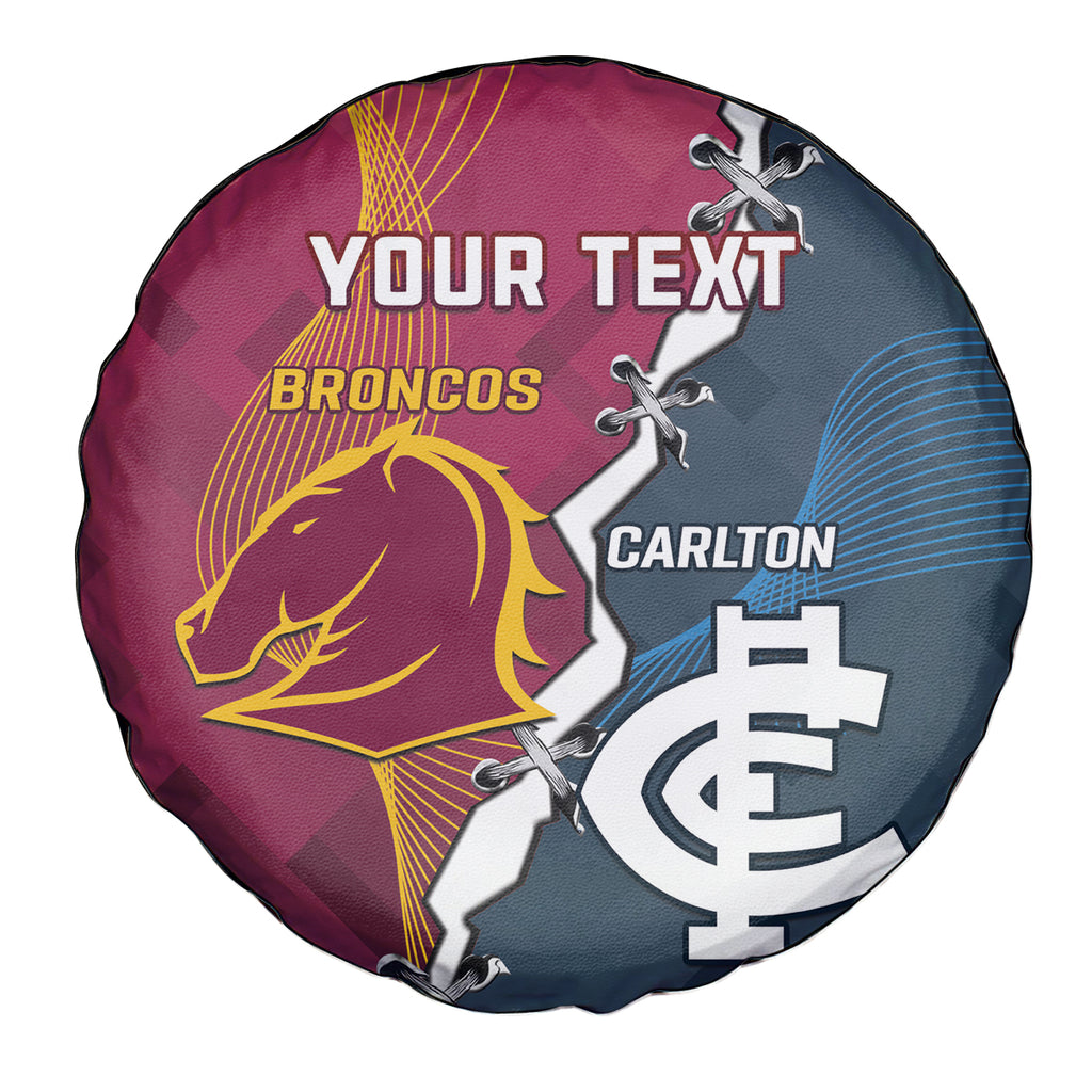 Personalised Broncos Rugby And Carlton Football Spare Tire Cover Sporty Version