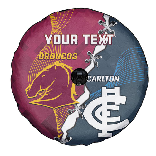 Personalised Broncos Rugby And Carlton Football Spare Tire Cover Sporty Version