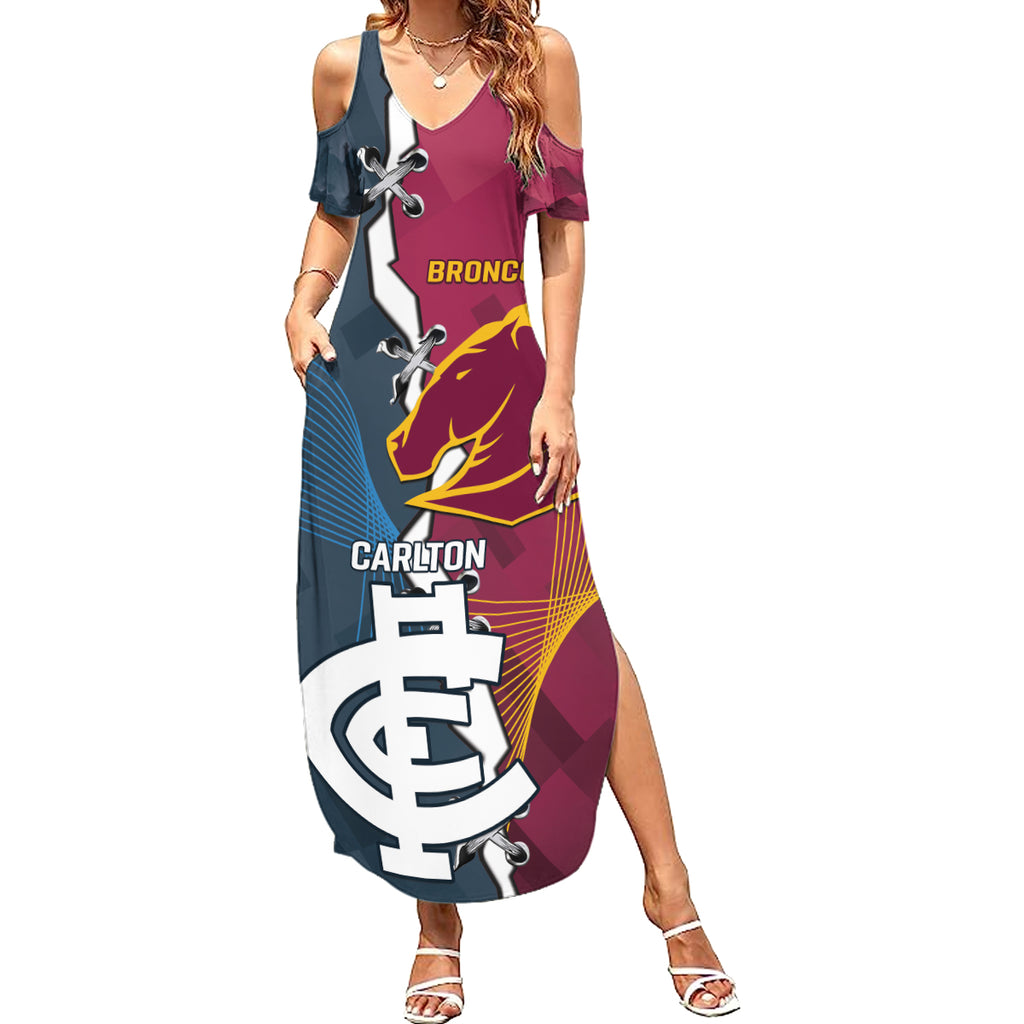 Personalised Broncos Rugby And Carlton Football Summer Maxi Dress Sporty Version LT14