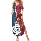 Personalised Broncos Rugby And Carlton Football Summer Maxi Dress Sporty Version LT14