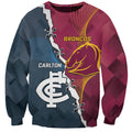 Personalised Broncos Rugby And Carlton Football Sweatshirt Sporty Version LT14