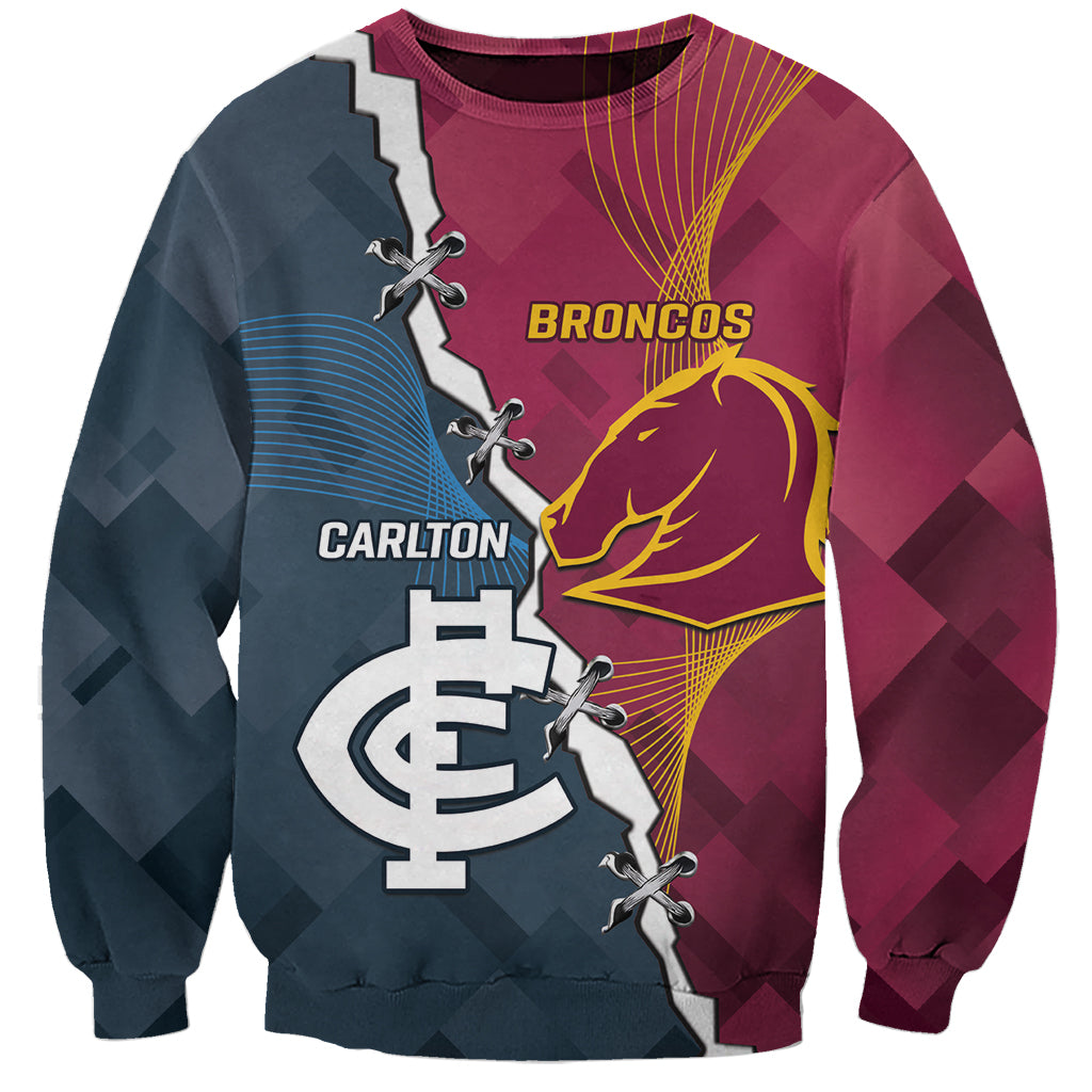 Personalised Broncos Rugby And Carlton Football Sweatshirt Sporty Version LT14