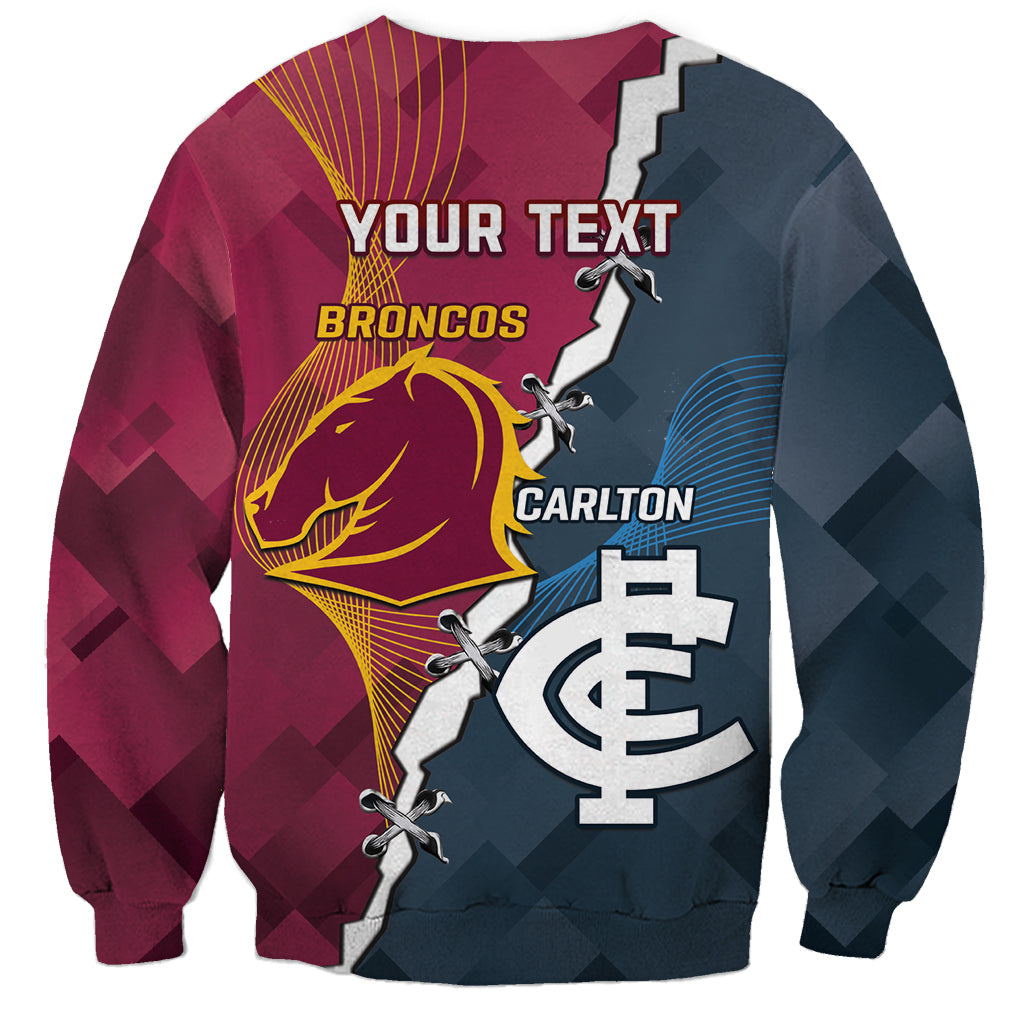 Personalised Broncos Rugby And Carlton Football Sweatshirt Sporty Version LT14