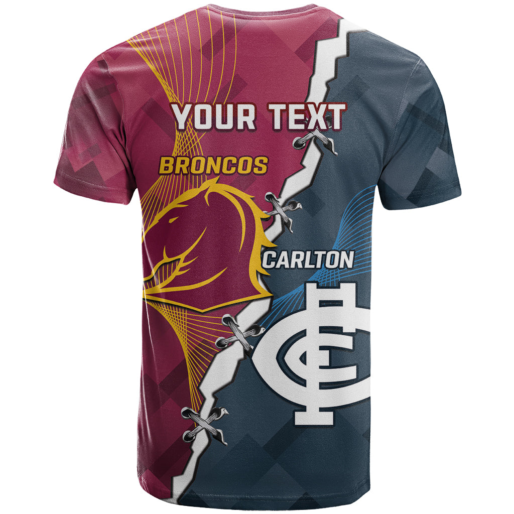 Personalised Broncos Rugby And Carlton Football T Shirt Sporty Version LT14