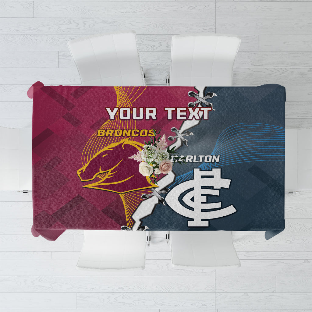 Personalised Broncos Rugby And Carlton Football Tablecloth Sporty Version