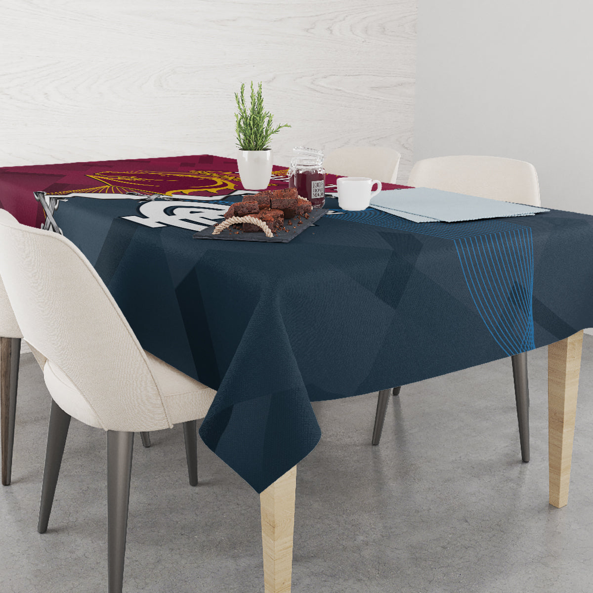 Personalised Broncos Rugby And Carlton Football Tablecloth Sporty Version