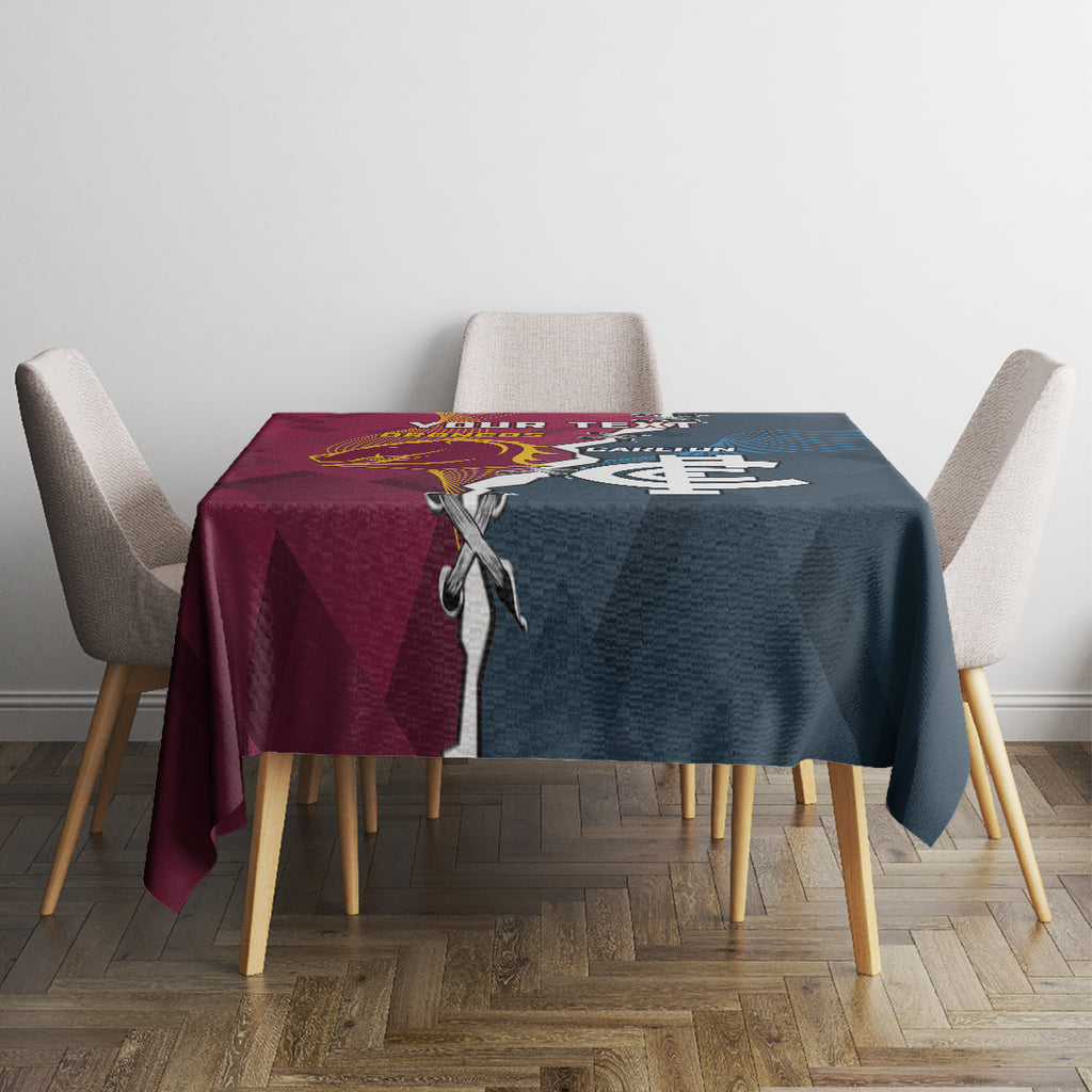 Personalised Broncos Rugby And Carlton Football Tablecloth Sporty Version