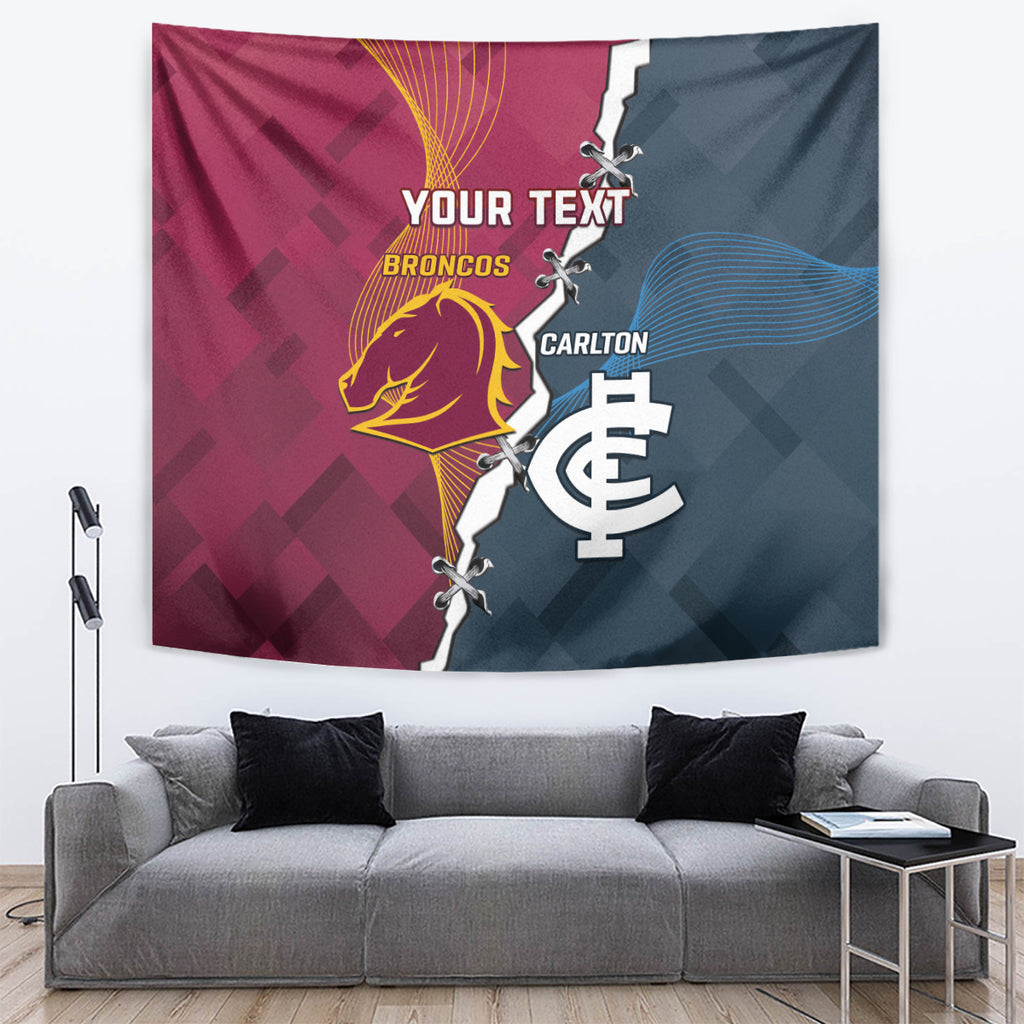 Personalised Broncos Rugby And Carlton Football Tapestry Sporty Version