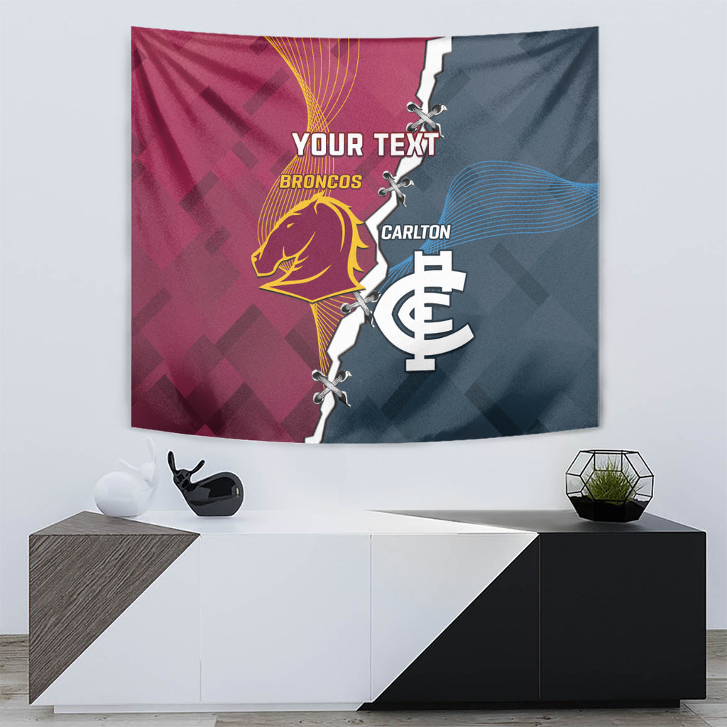 Personalised Broncos Rugby And Carlton Football Tapestry Sporty Version