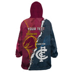 Personalised Broncos Rugby And Carlton Football Wearable Blanket Hoodie Sporty Version LT14