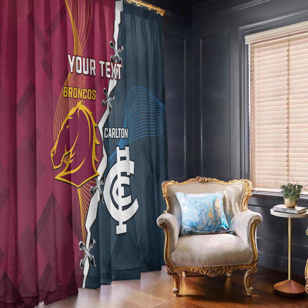 Personalised Broncos Rugby And Carlton Football Window Curtain Sporty Version