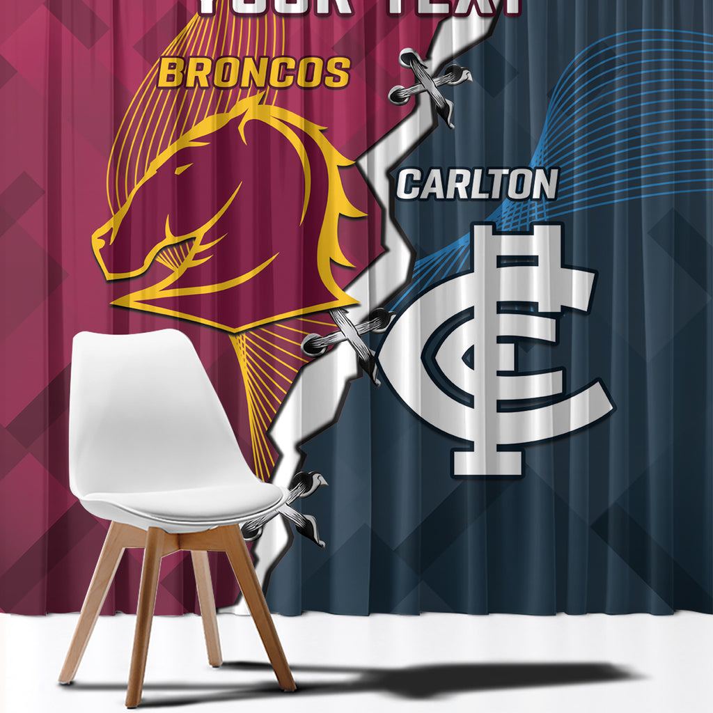 Personalised Broncos Rugby And Carlton Football Window Curtain Sporty Version