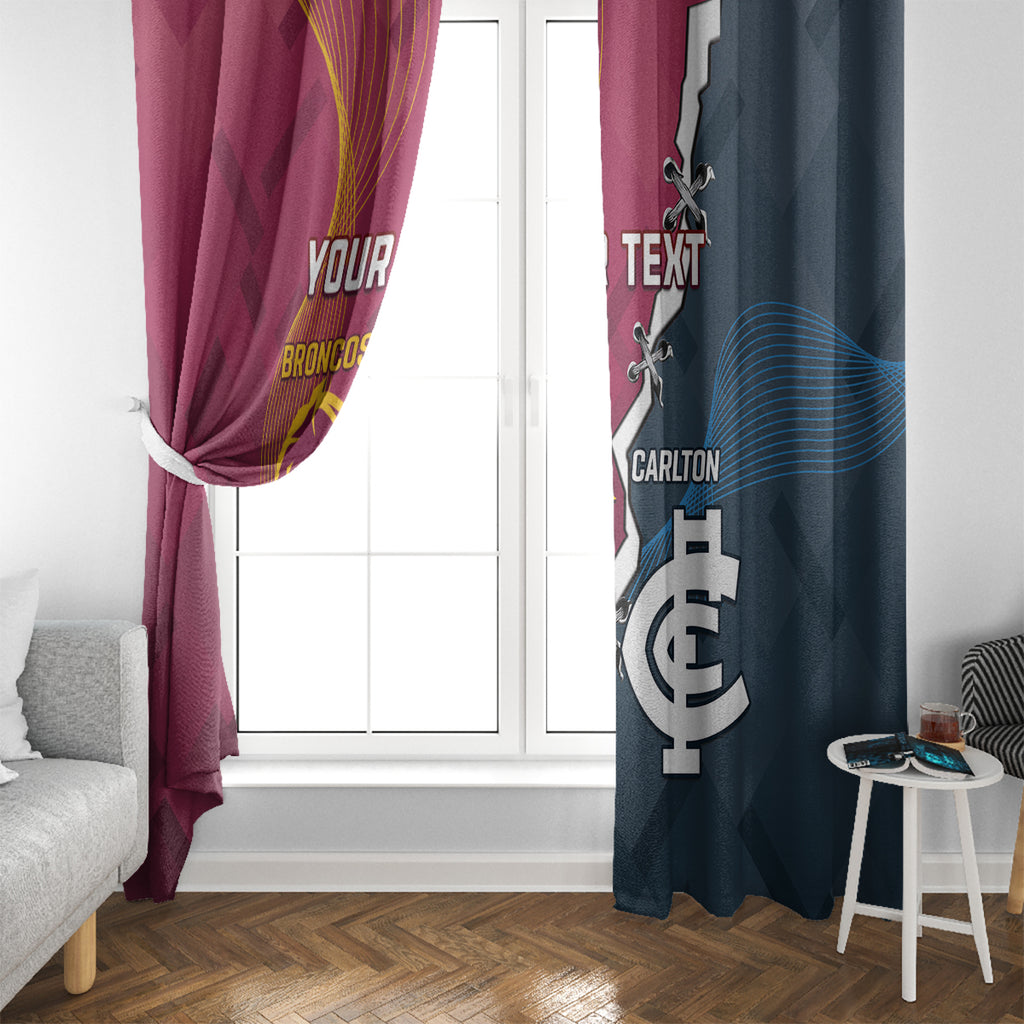 Personalised Broncos Rugby And Carlton Football Window Curtain Sporty Version