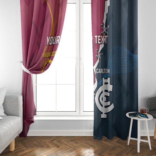 Personalised Broncos Rugby And Carlton Football Window Curtain Sporty Version