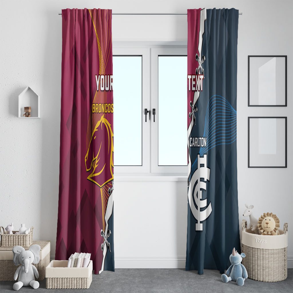 Personalised Broncos Rugby And Carlton Football Window Curtain Sporty Version