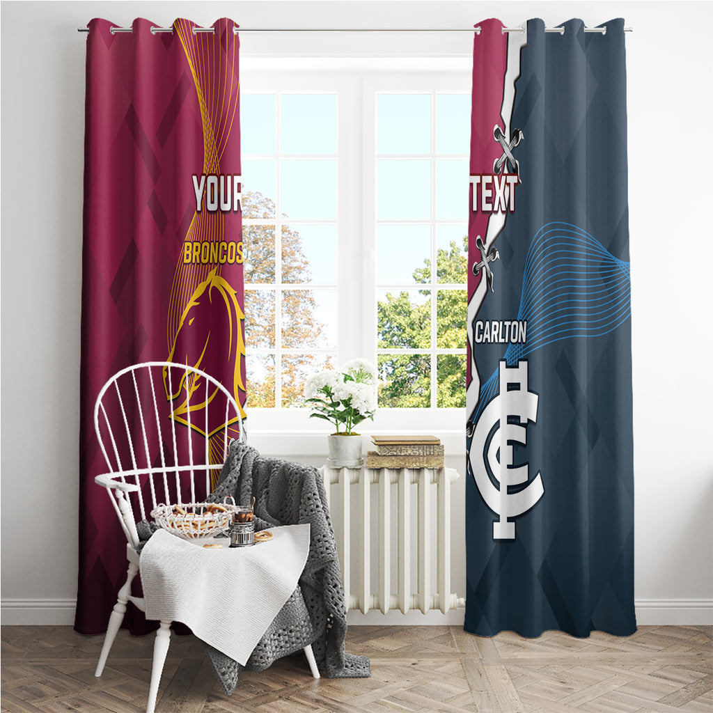 Personalised Broncos Rugby And Carlton Football Window Curtain Sporty Version