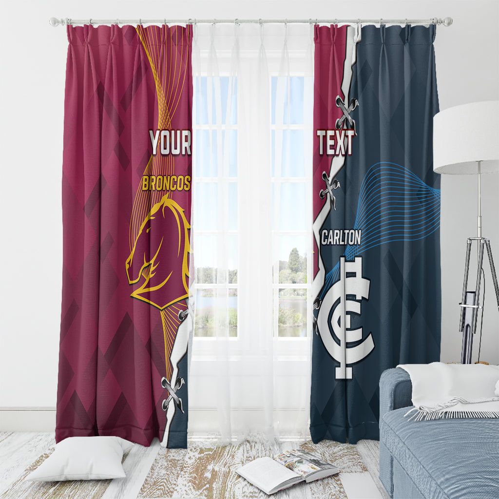 Personalised Broncos Rugby And Carlton Football Window Curtain Sporty Version