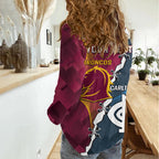 Personalised Broncos Rugby And Carlton Football Women Casual Shirt Sporty Version LT14
