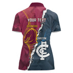 Personalised Broncos Rugby And Carlton Football Women Polo Shirt Sporty Version LT14