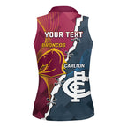 Personalised Broncos Rugby And Carlton Football Women Sleeveless Polo Shirt Sporty Version LT14