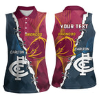 Personalised Broncos Rugby And Carlton Football Women Sleeveless Polo Shirt Sporty Version LT14