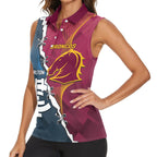 Personalised Broncos Rugby And Carlton Football Women Sleeveless Polo Shirt Sporty Version LT14