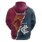 Personalised Broncos Rugby And Carlton Football Zip Hoodie Sporty Version LT14