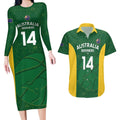 Custom Australia Basketball Couples Matching Long Sleeve Bodycon Dress and Hawaiian Shirt Go Champions Aussie Boomers National Color