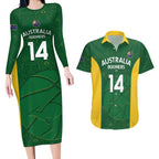 Custom Australia Basketball Couples Matching Long Sleeve Bodycon Dress and Hawaiian Shirt Go Champions Aussie Boomers National Color